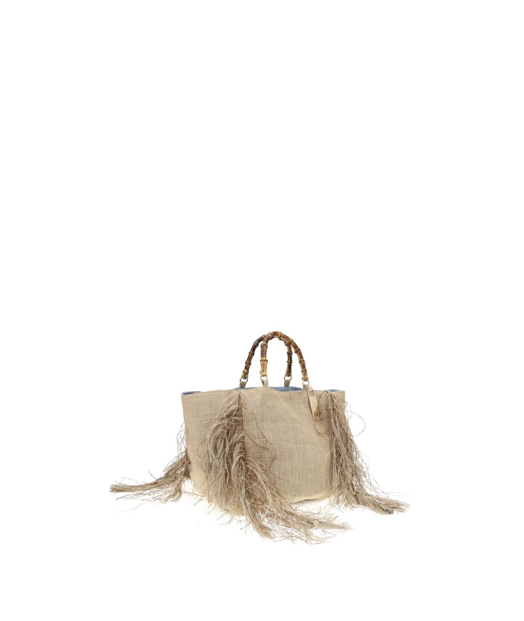 LA MILANESA Бежевая тканевая сумка тоут, фото 2