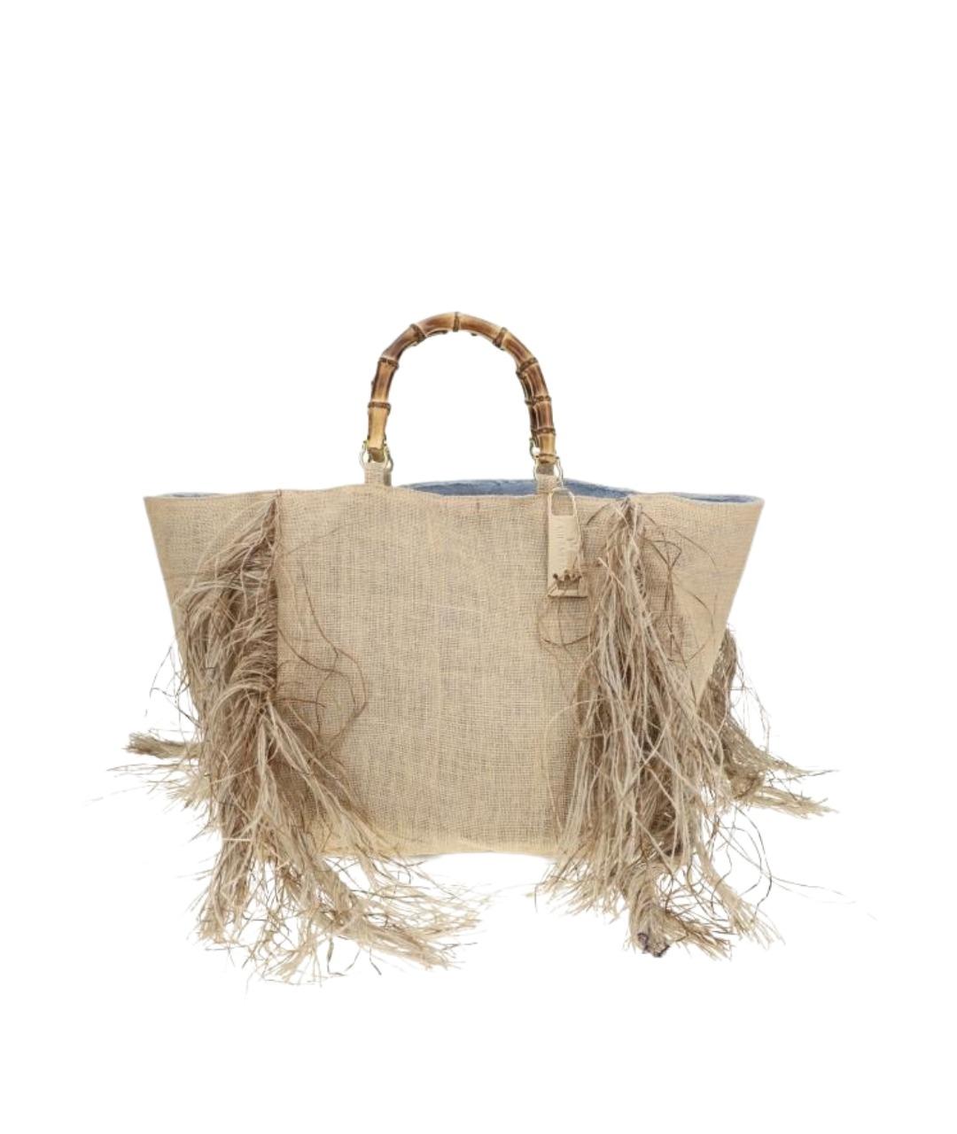 LA MILANESA Бежевая тканевая сумка тоут, фото 1