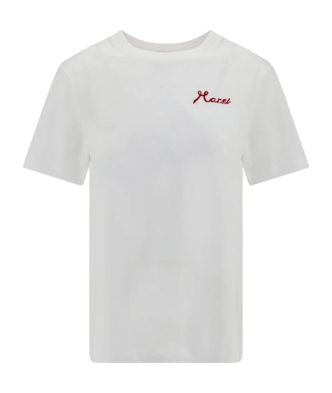 MARNI Белая хлопковая футболка, фото 1