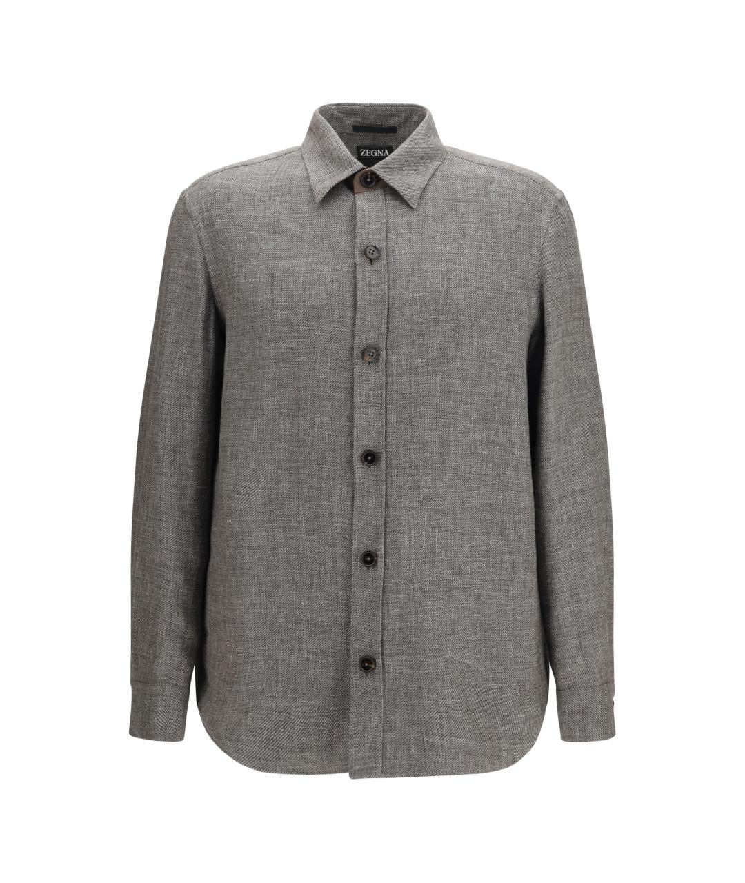 ZEGNA Серая кашемировая классическая рубашка, фото 1