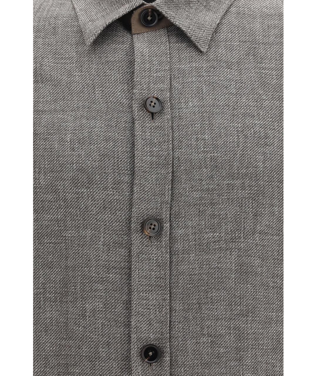 ZEGNA Серая кашемировая классическая рубашка, фото 3