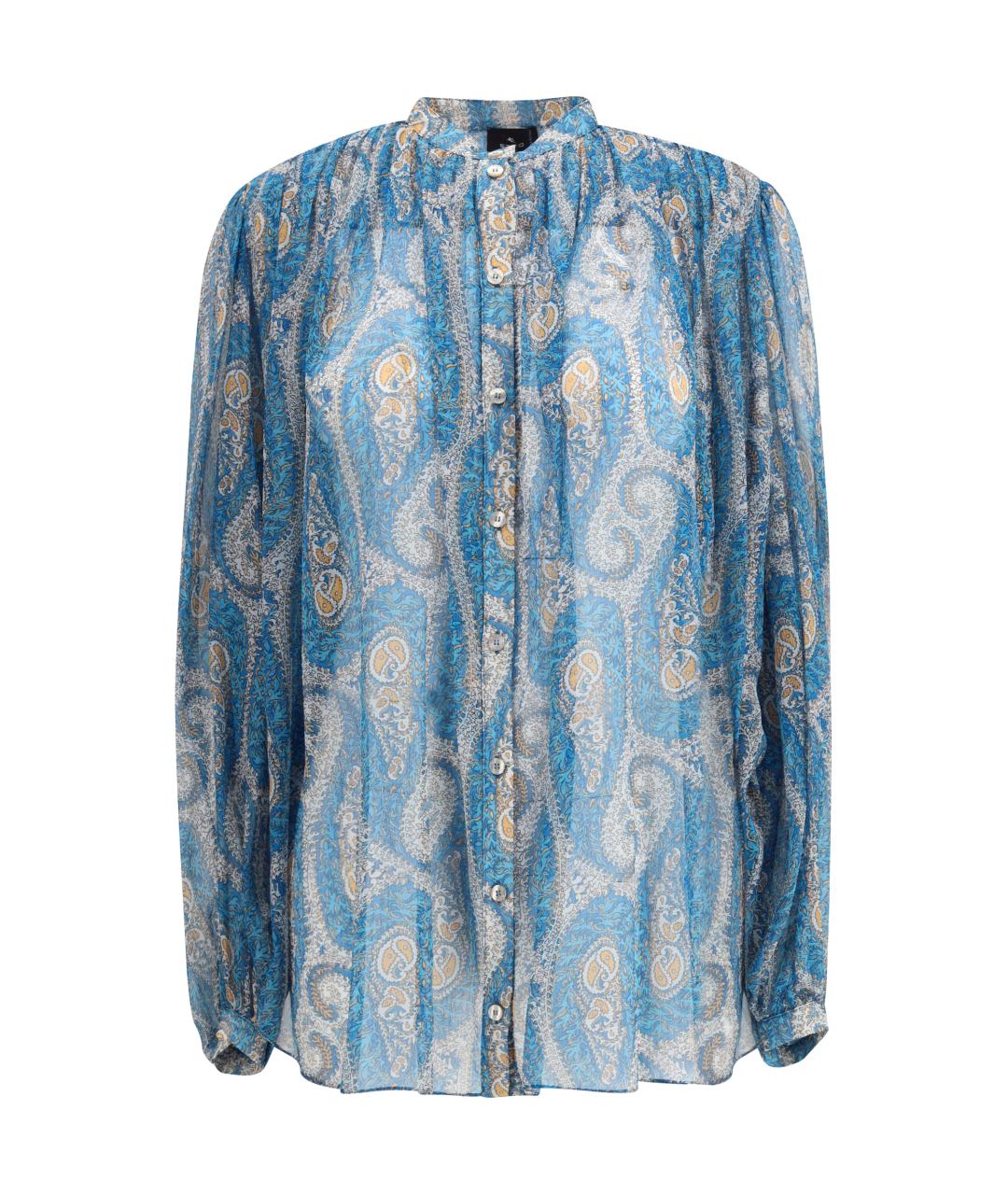 ETRO Синяя шелковая рубашка, фото 1
