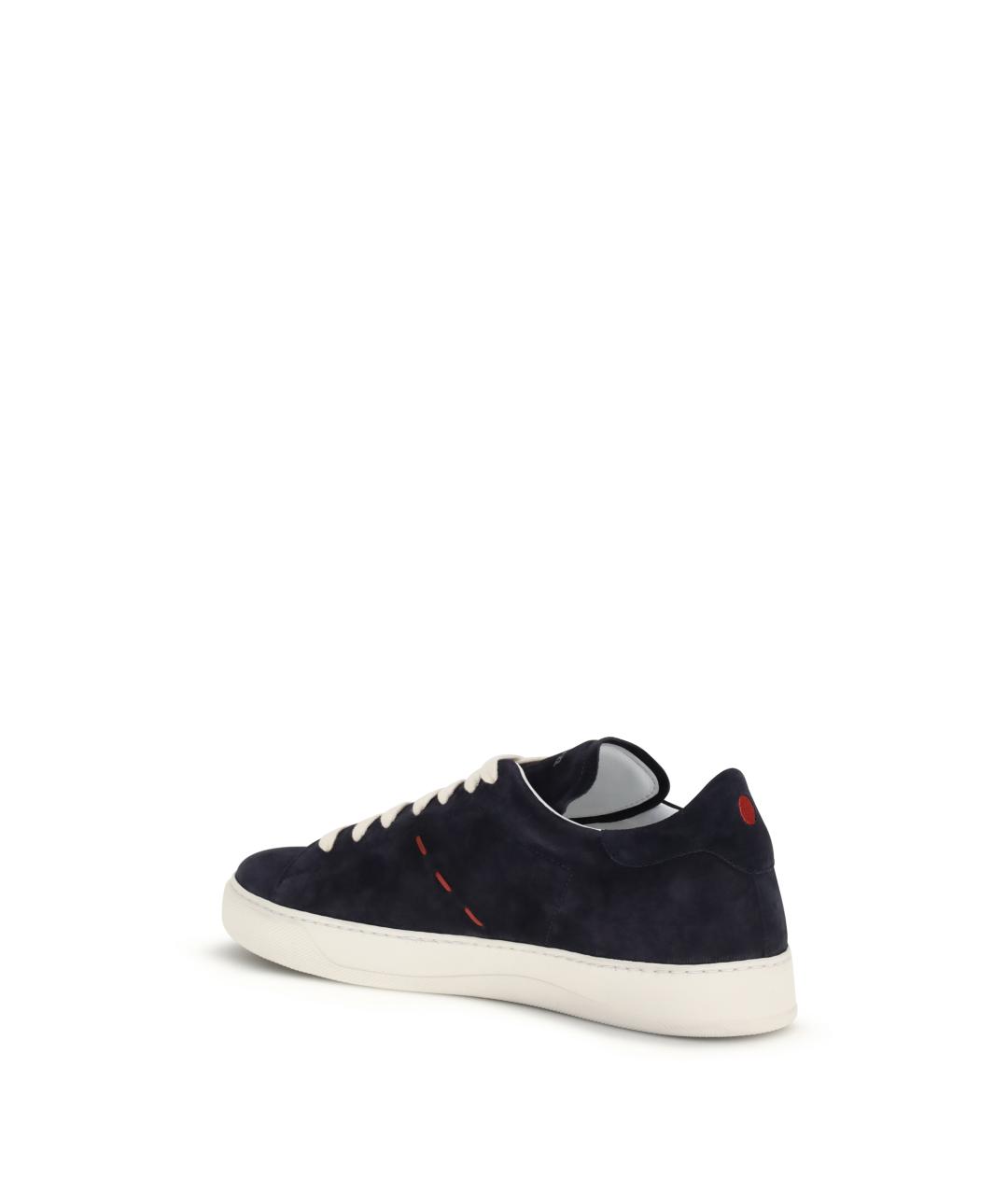 KITON Темно-синие замшевые низкие кроссовки / кеды, фото 3