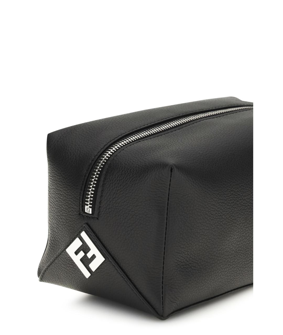 FENDI Черная кожаная барсетка, фото 4