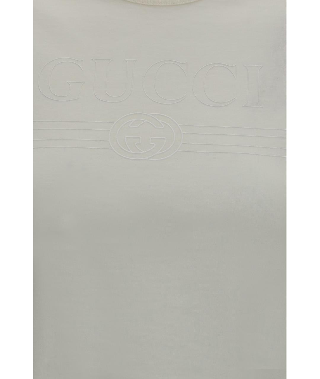GUCCI Белая хлопковая футболка, фото 3