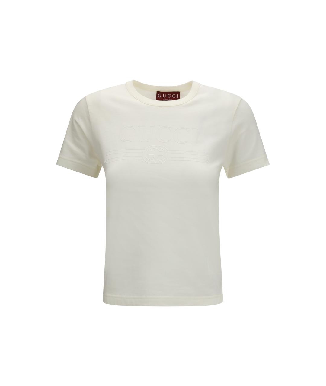 GUCCI Белая хлопковая футболка, фото 1
