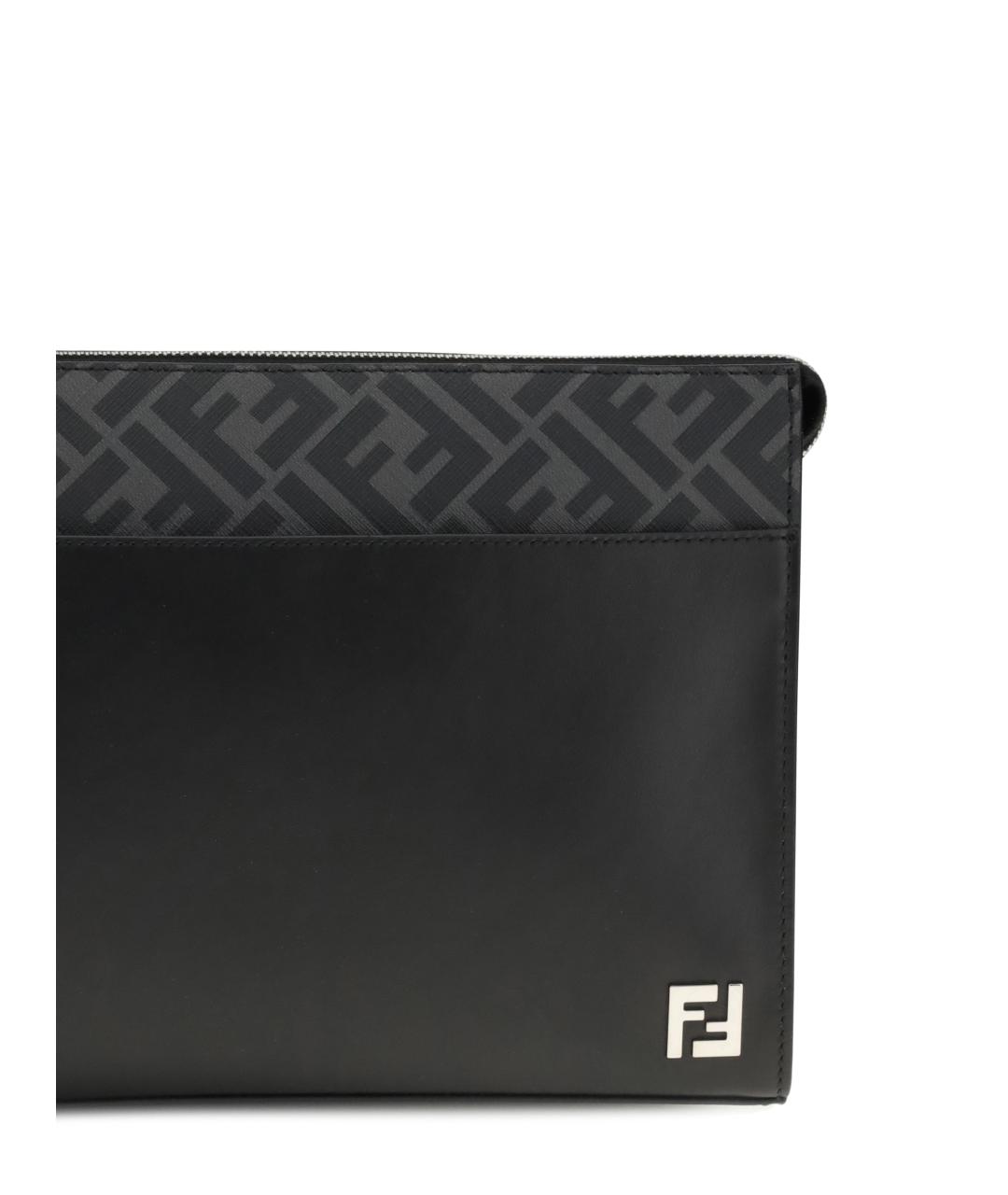 FENDI Черная кожаная барсетка, фото 3