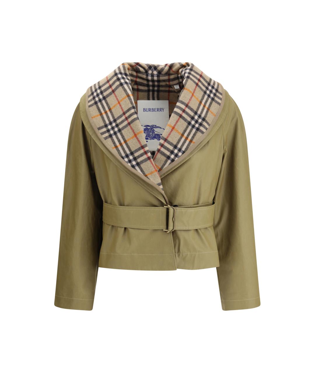 BURBERRY Хаки хлопковая куртка, фото 1