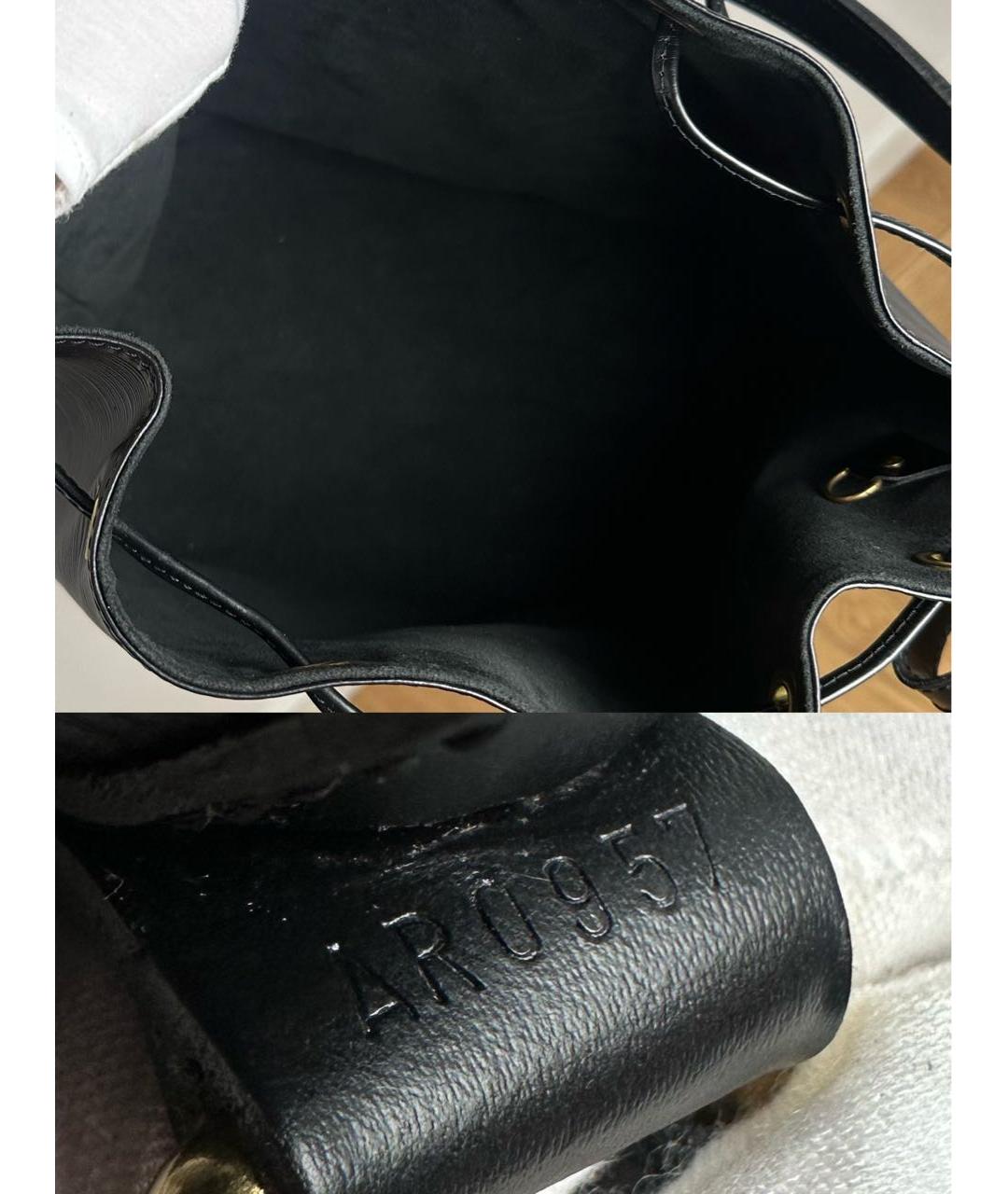 LOUIS VUITTON Черная кожаная сумка с короткими ручками, фото 8