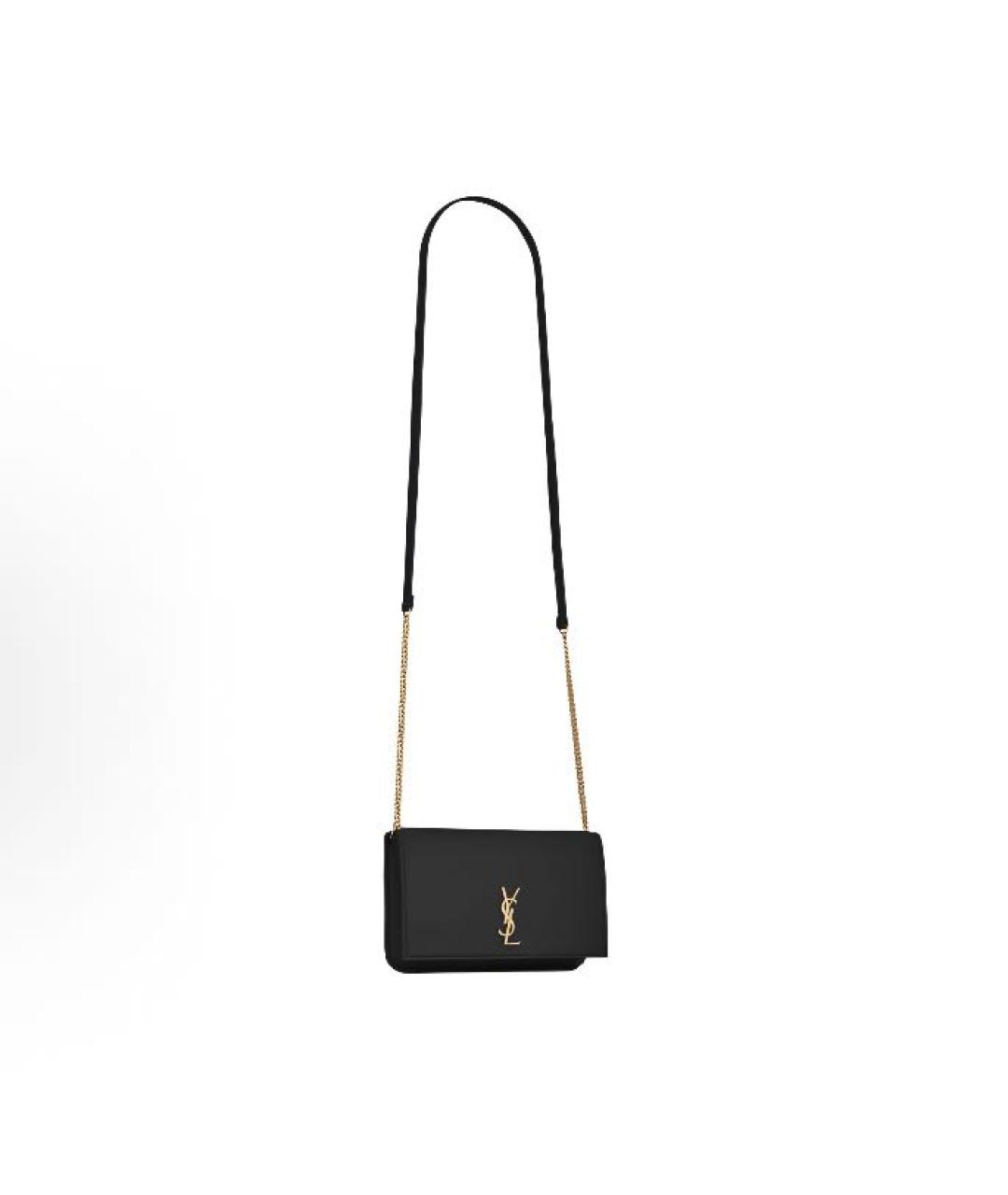 SAINT LAURENT Черная кожаная сумка через плечо, фото 2