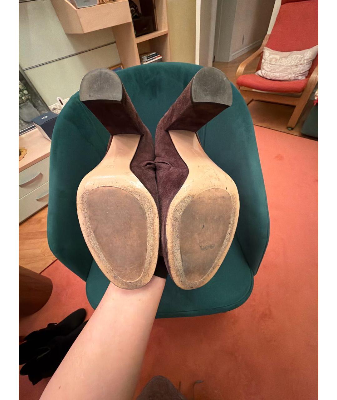 GIANVITO ROSSI Коричневые замшевые сапоги, фото 6