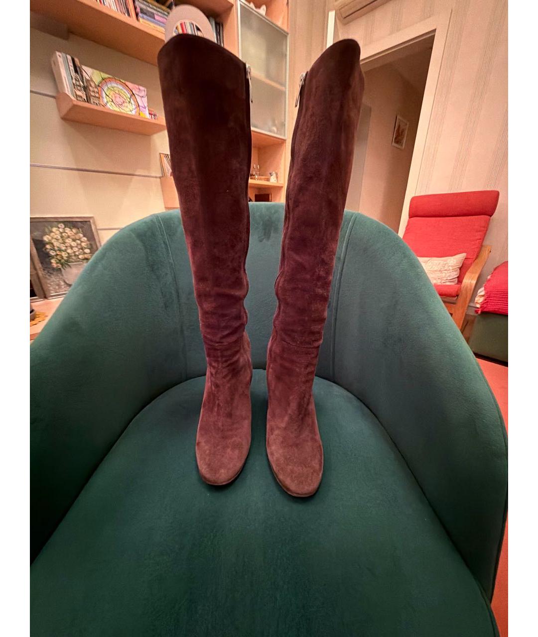 GIANVITO ROSSI Коричневые замшевые сапоги, фото 2