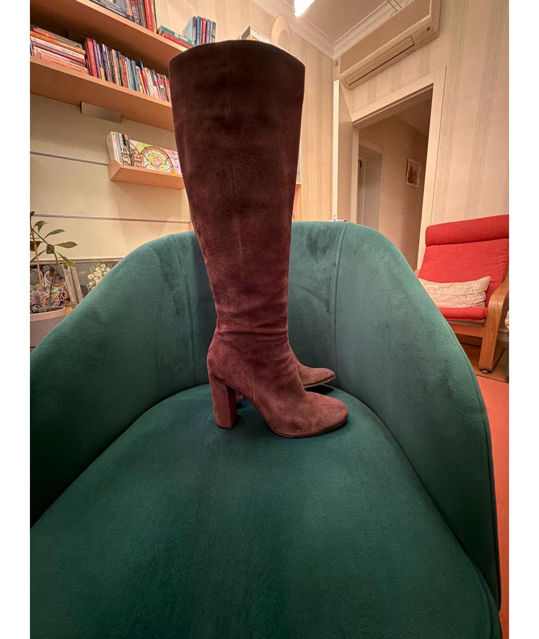 GIANVITO ROSSI Коричневые замшевые сапоги, фото 8