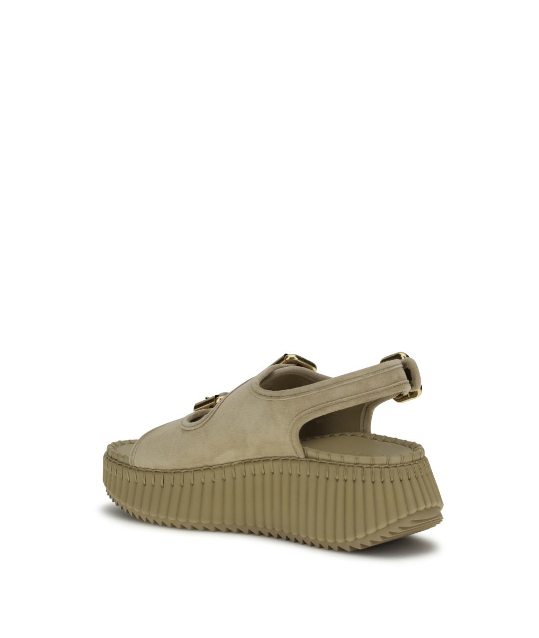 CHLOE Хаки кожаные сандалии, фото 3