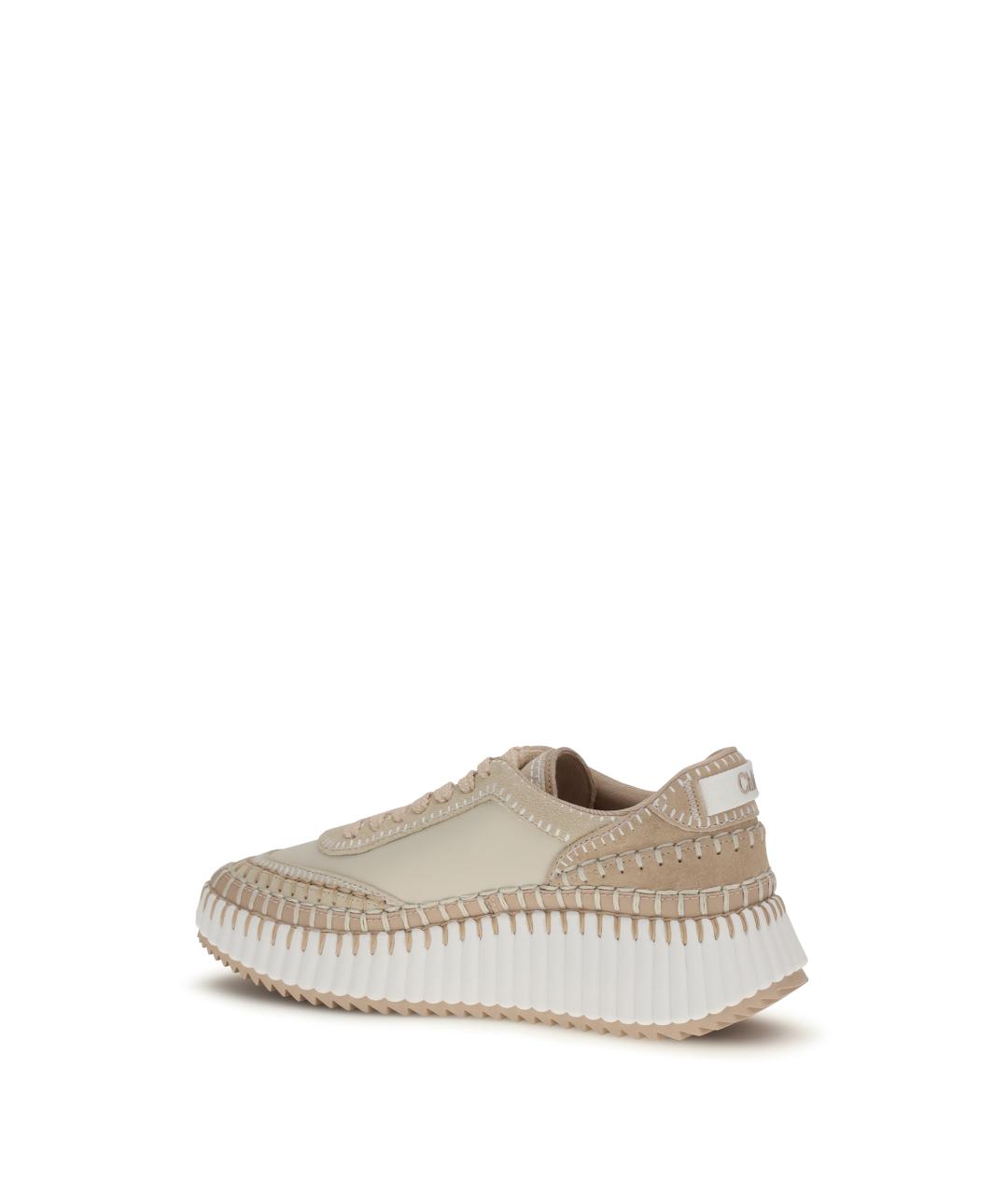 CHLOE Бежевые кожаные кроссовки, фото 3