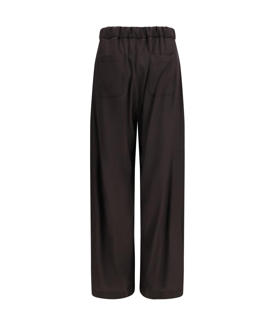 ELLA Коричневые шелковые прямые брюки, фото 2