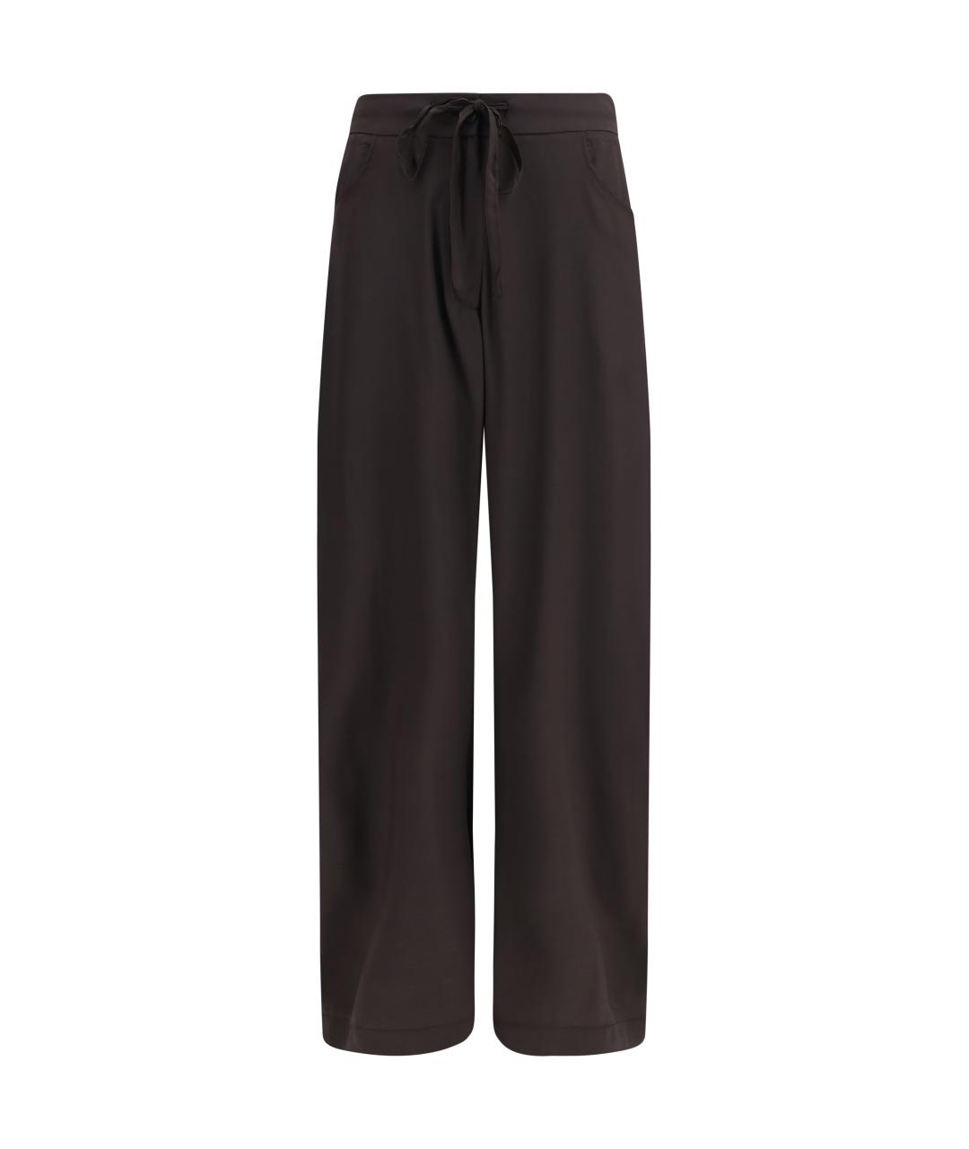 ELLA Коричневые шелковые прямые брюки, фото 1