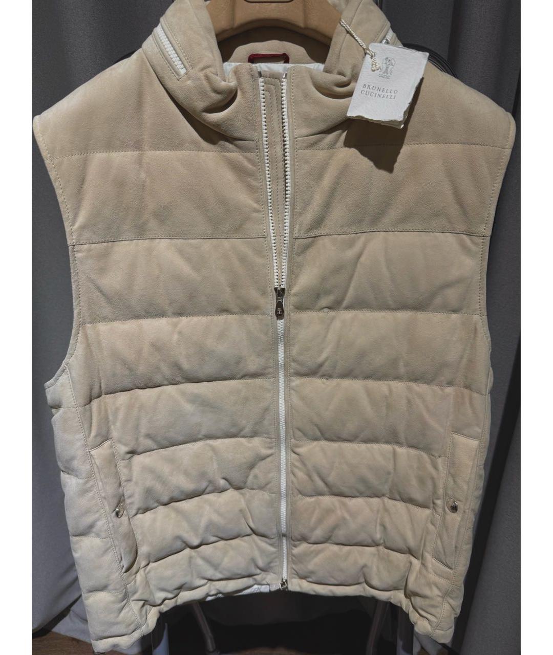 BRUNELLO CUCINELLI Бежевый замшевый жилет, фото 4