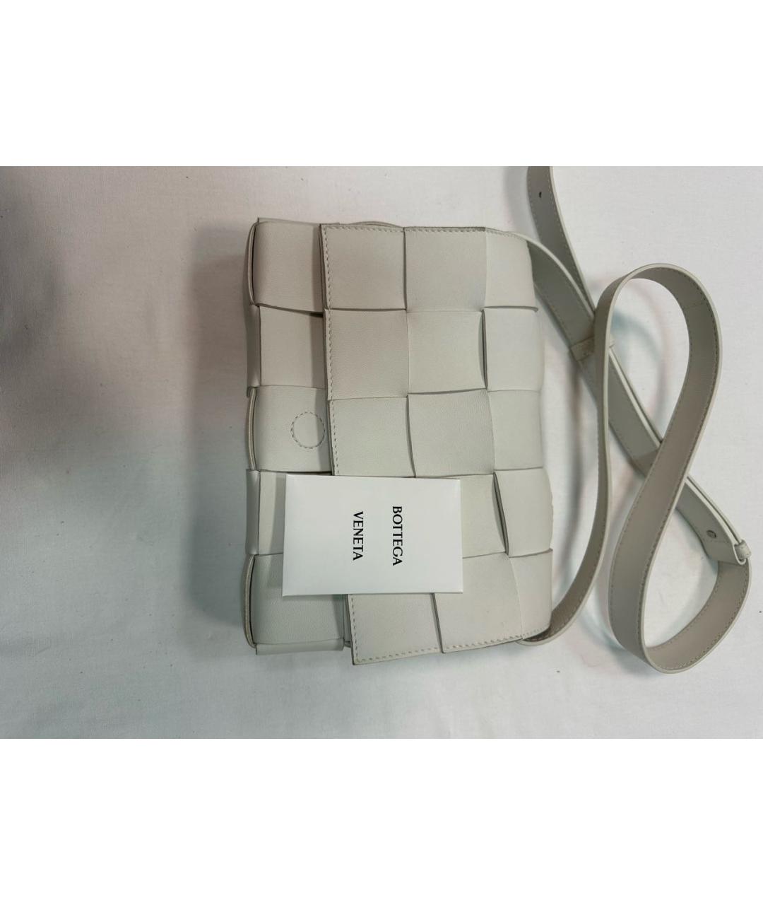 BOTTEGA VENETA Белая кожаная сумка через плечо, фото 3