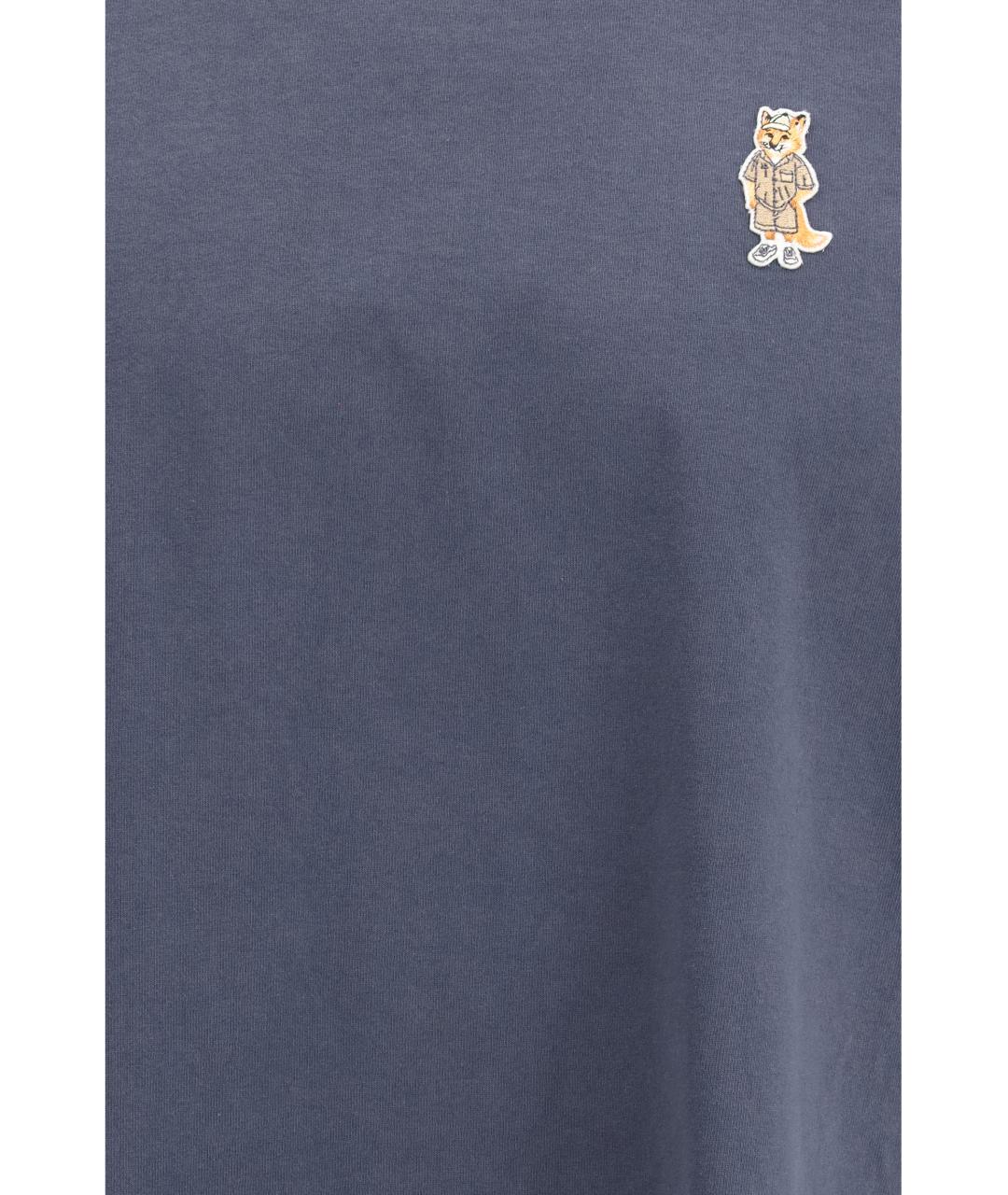 MAISON KITSUNE Синяя хлопковая футболка, фото 3