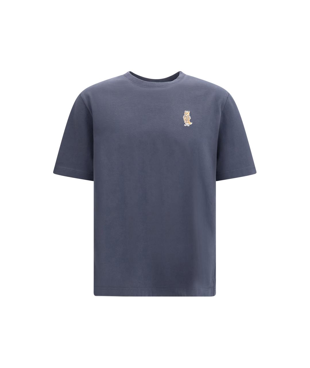 MAISON KITSUNE Синяя хлопковая футболка, фото 4