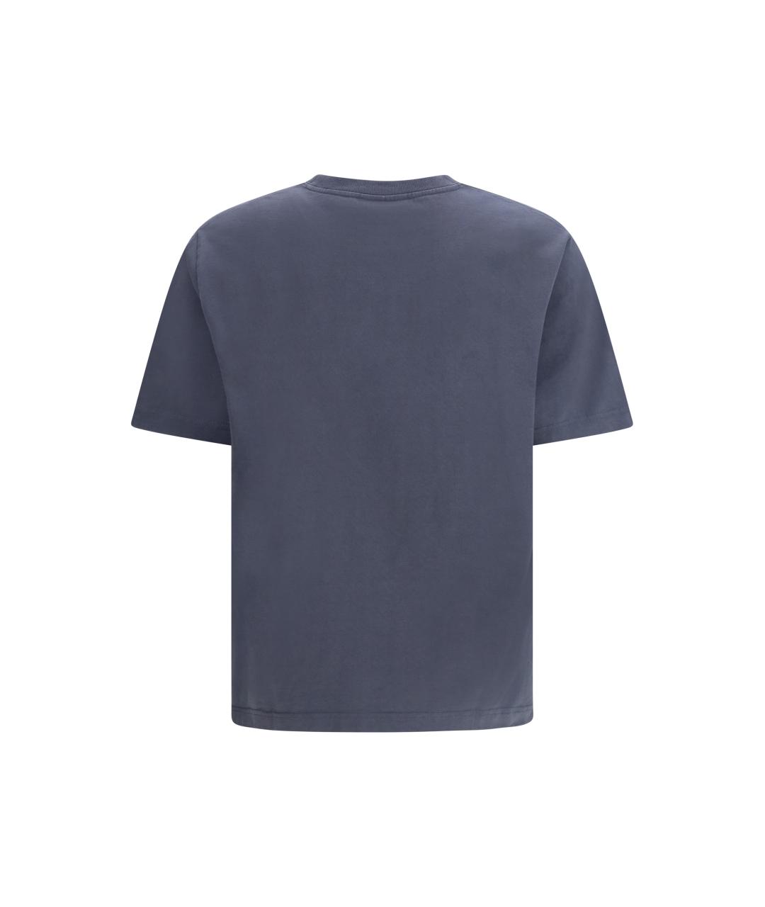 MAISON KITSUNE Синяя хлопковая футболка, фото 2