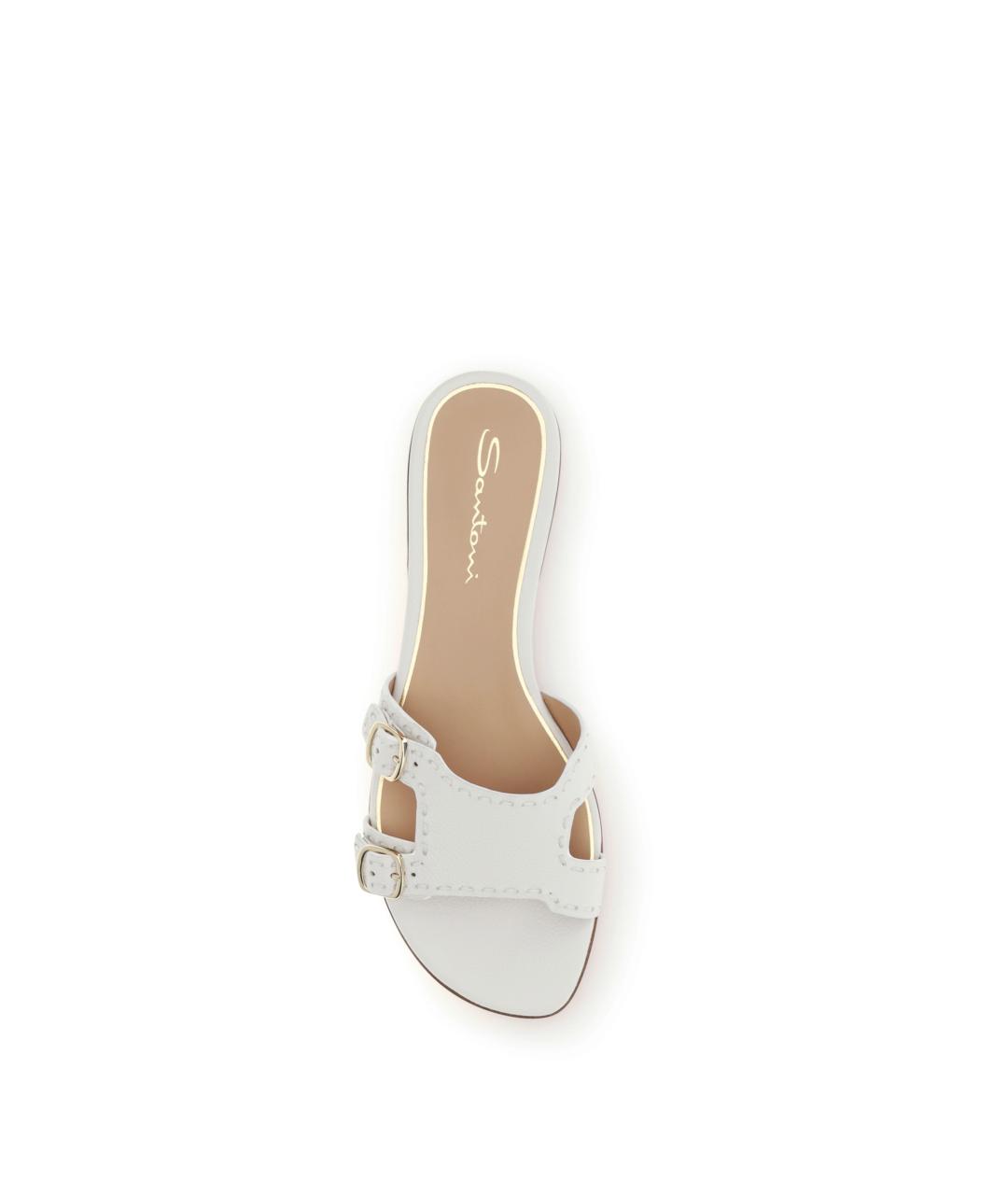 SANTONI Белые кожаные сандалии, фото 4