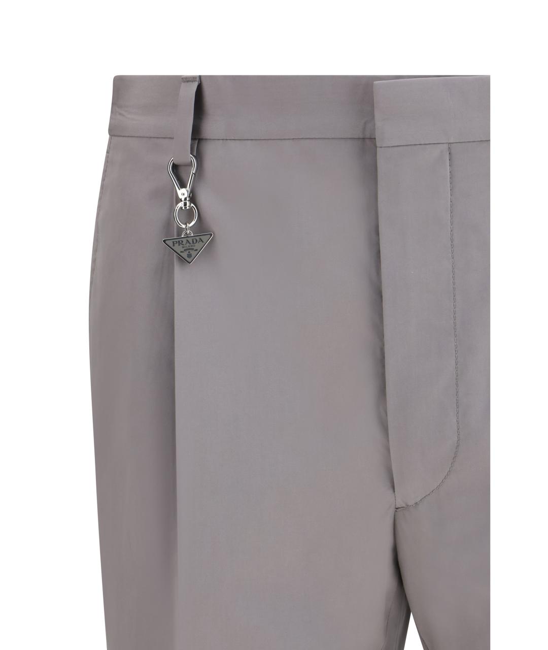 PRADA Серые хлопковые повседневные брюки, фото 3