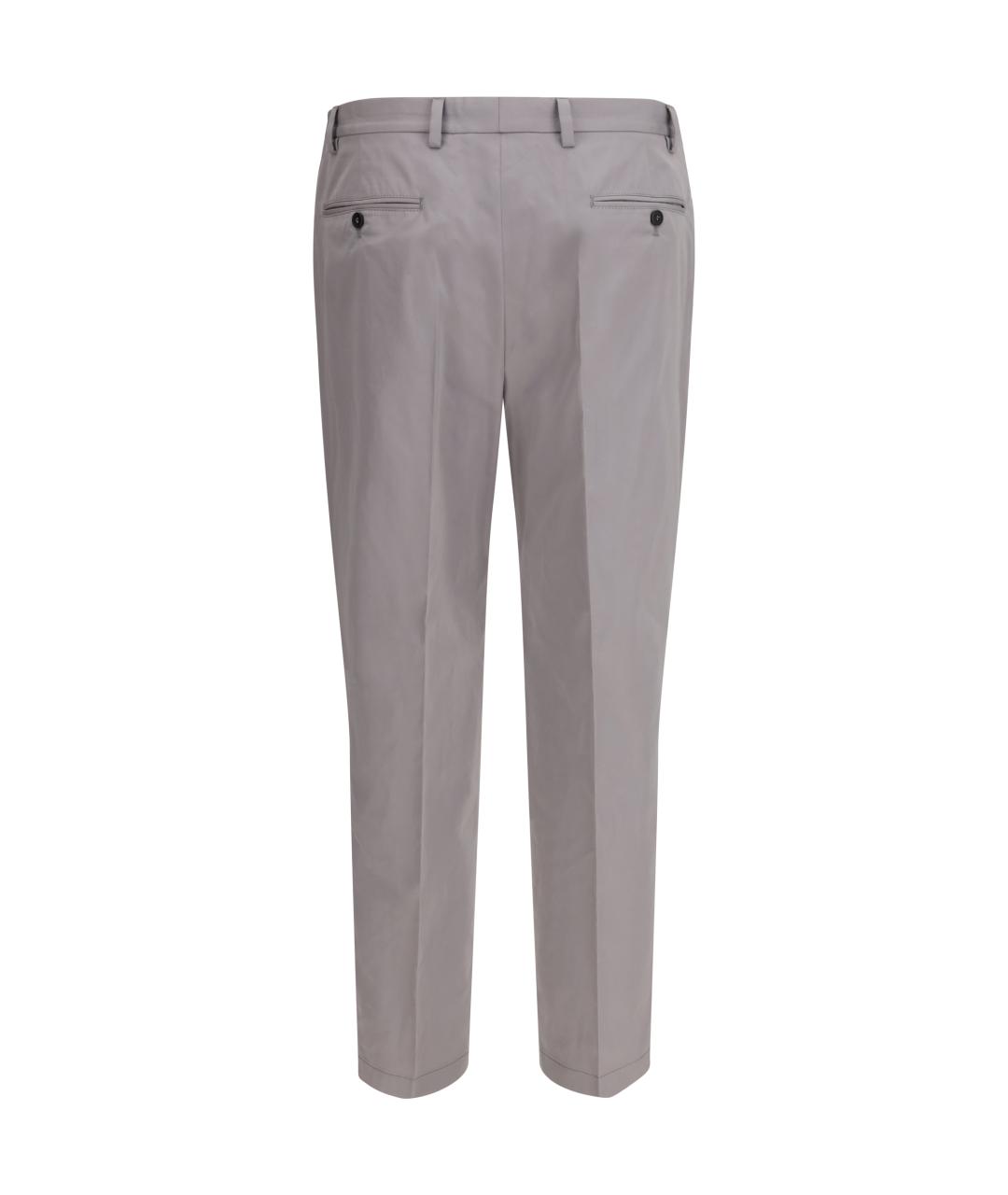PRADA Серые хлопковые повседневные брюки, фото 2