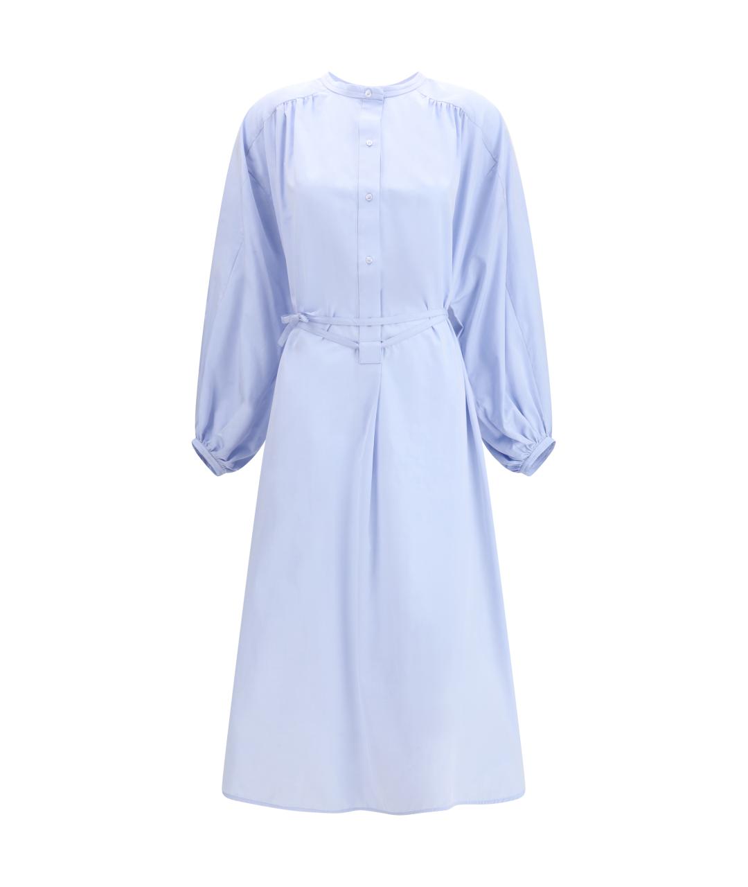 LOULOU STUDIO Голубое хлопковое повседневное платье, фото 1