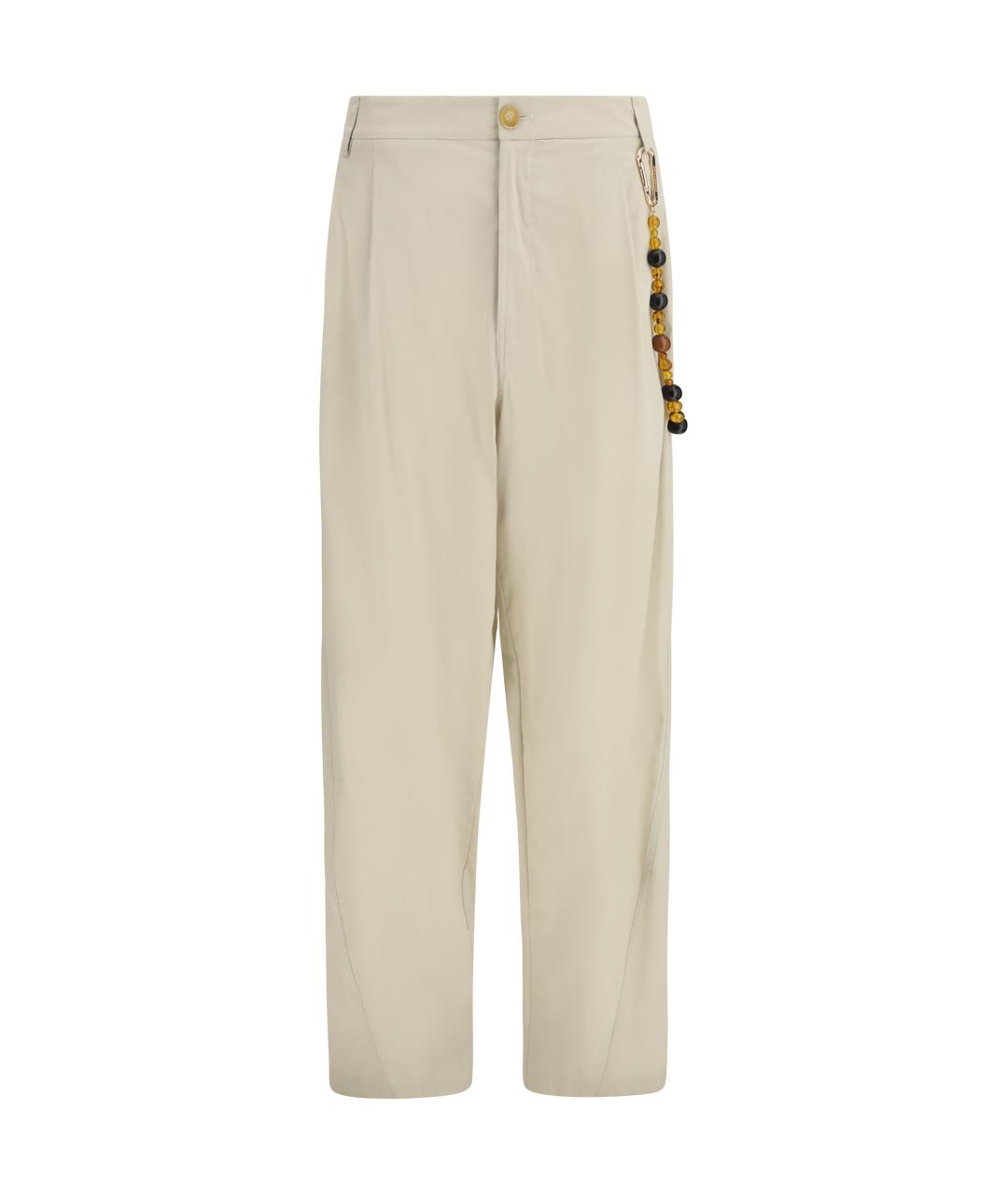 DARKPARK Бежевые хлопковые прямые брюки, фото 1