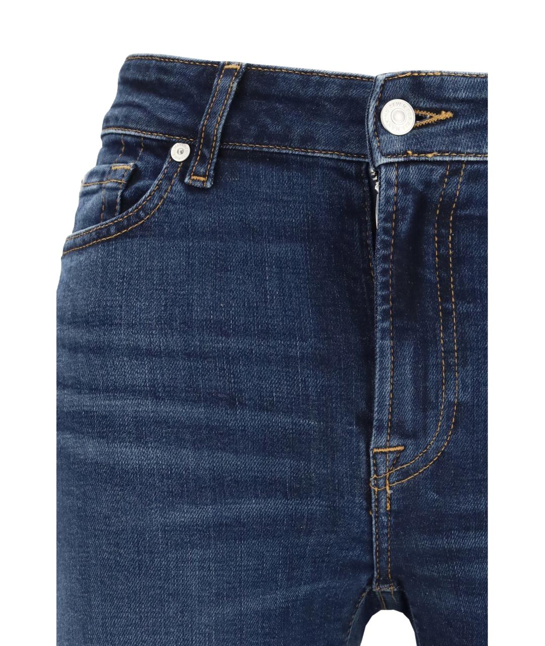 7 FOR ALL MANKIND Синие хлопковые прямые джинсы, фото 3