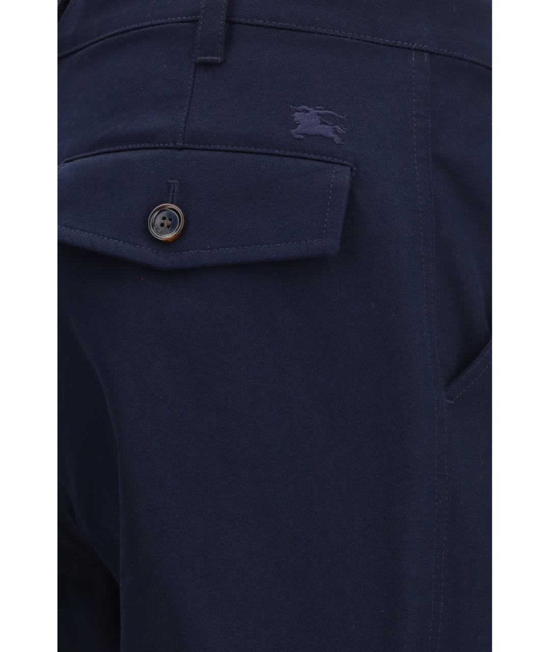 BURBERRY Темно-синие хлопковые повседневные брюки, фото 3