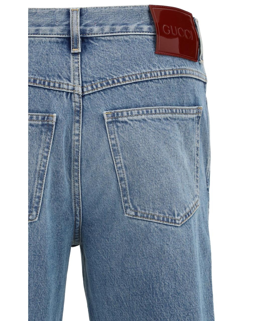 GUCCI Голубые хлопковые прямые джинсы, фото 3