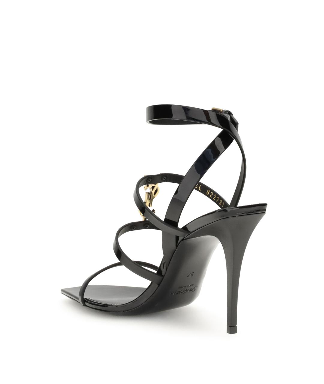 SAINT LAURENT Черные босоножки из лакированной кожи, фото 3