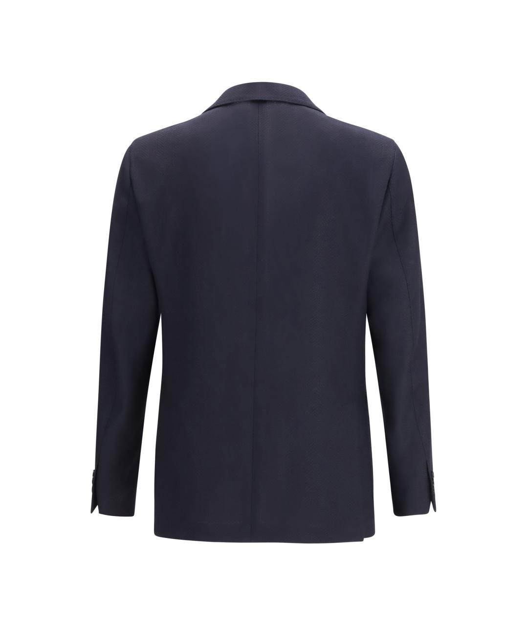 LARDINI Темно-синий шерстяной пиджак, фото 2