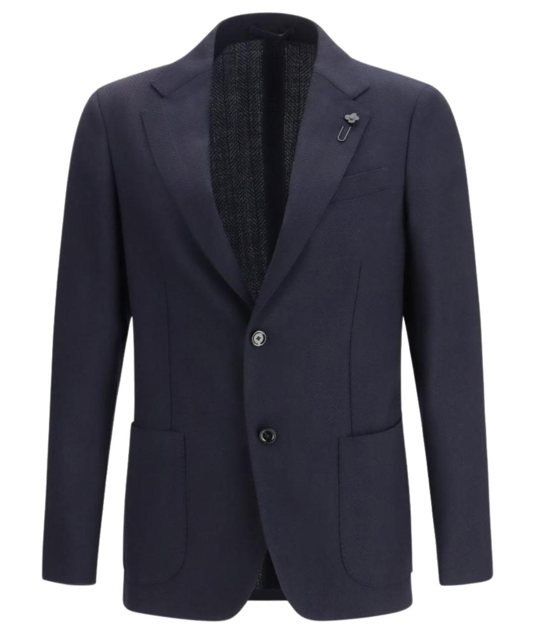 LARDINI Темно-синий шерстяной пиджак, фото 1