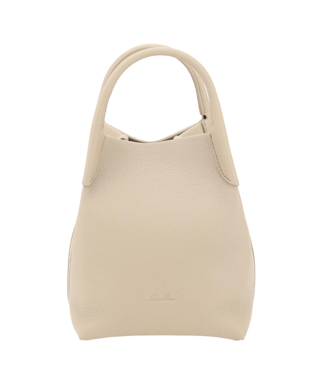 LORO PIANA Бежевая кожаная сумка тоут, фото 1