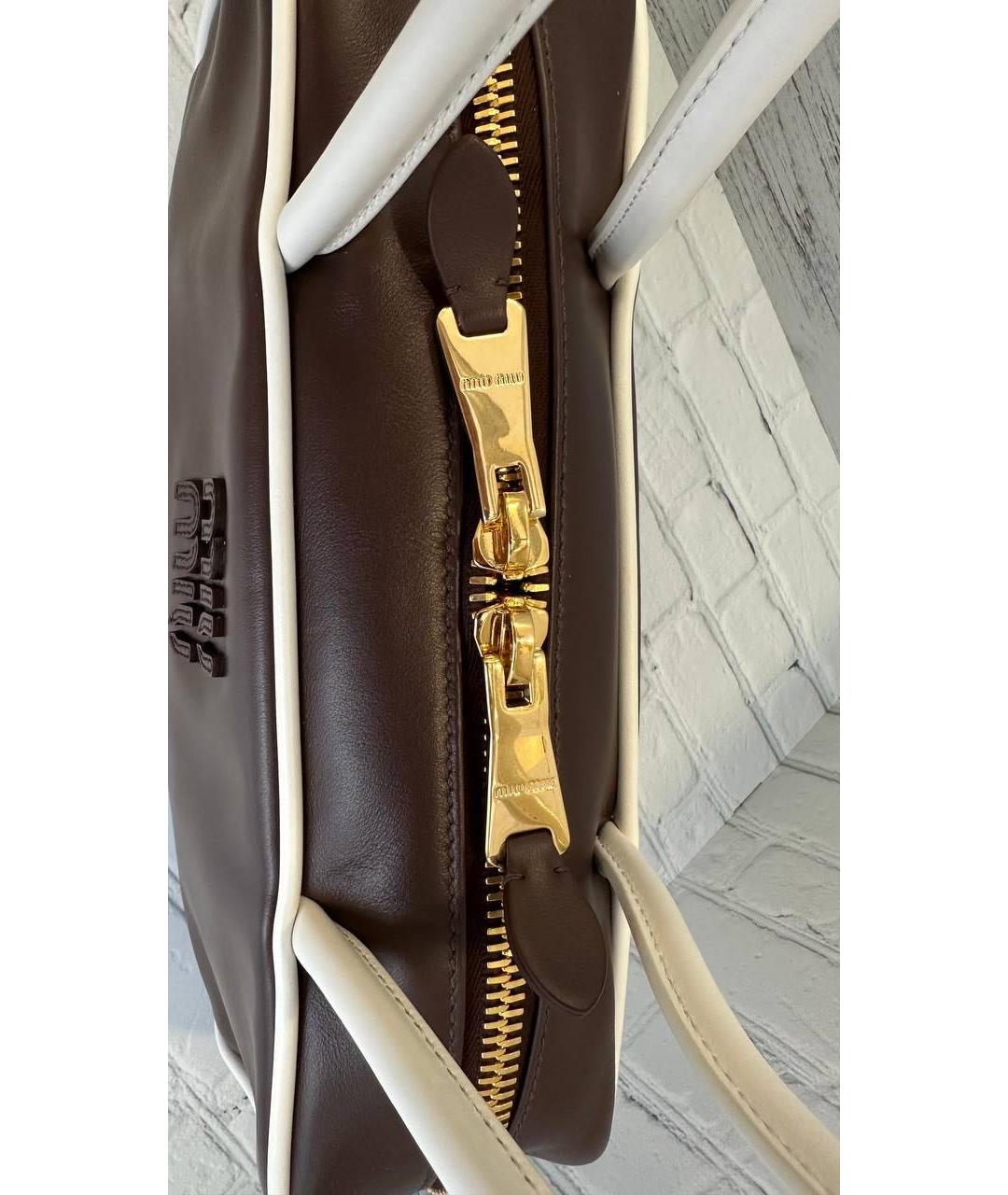 MIU MIU Коричневая кожаная сумка с короткими ручками, фото 6