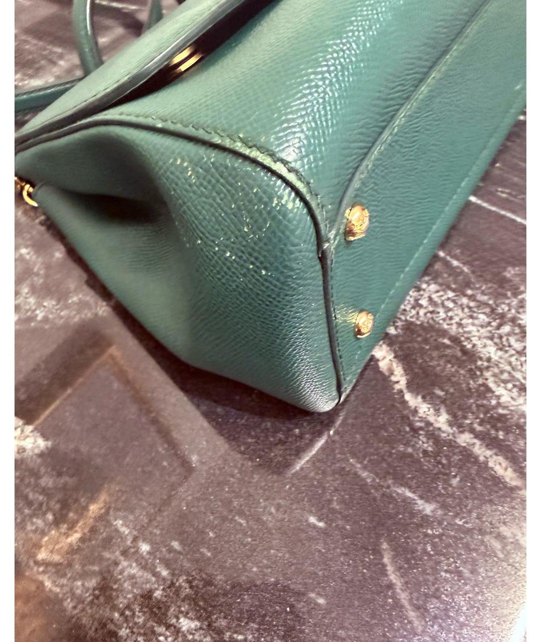 DOLCE&GABBANA Зеленая кожаная сумка с короткими ручками, фото 7