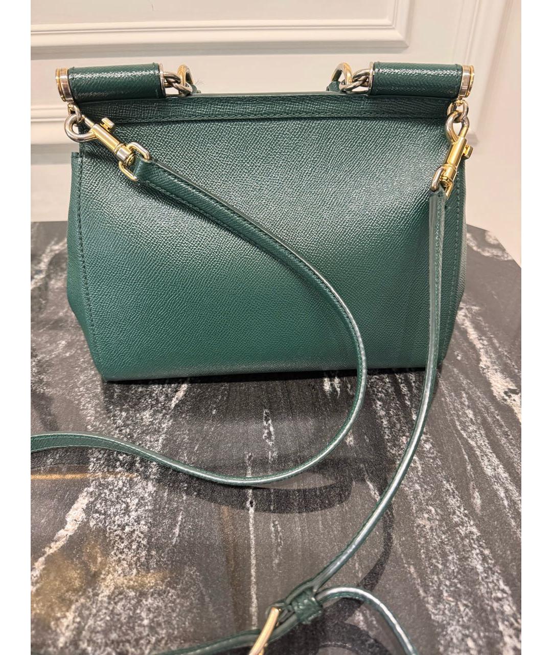 DOLCE&GABBANA Зеленая кожаная сумка с короткими ручками, фото 3