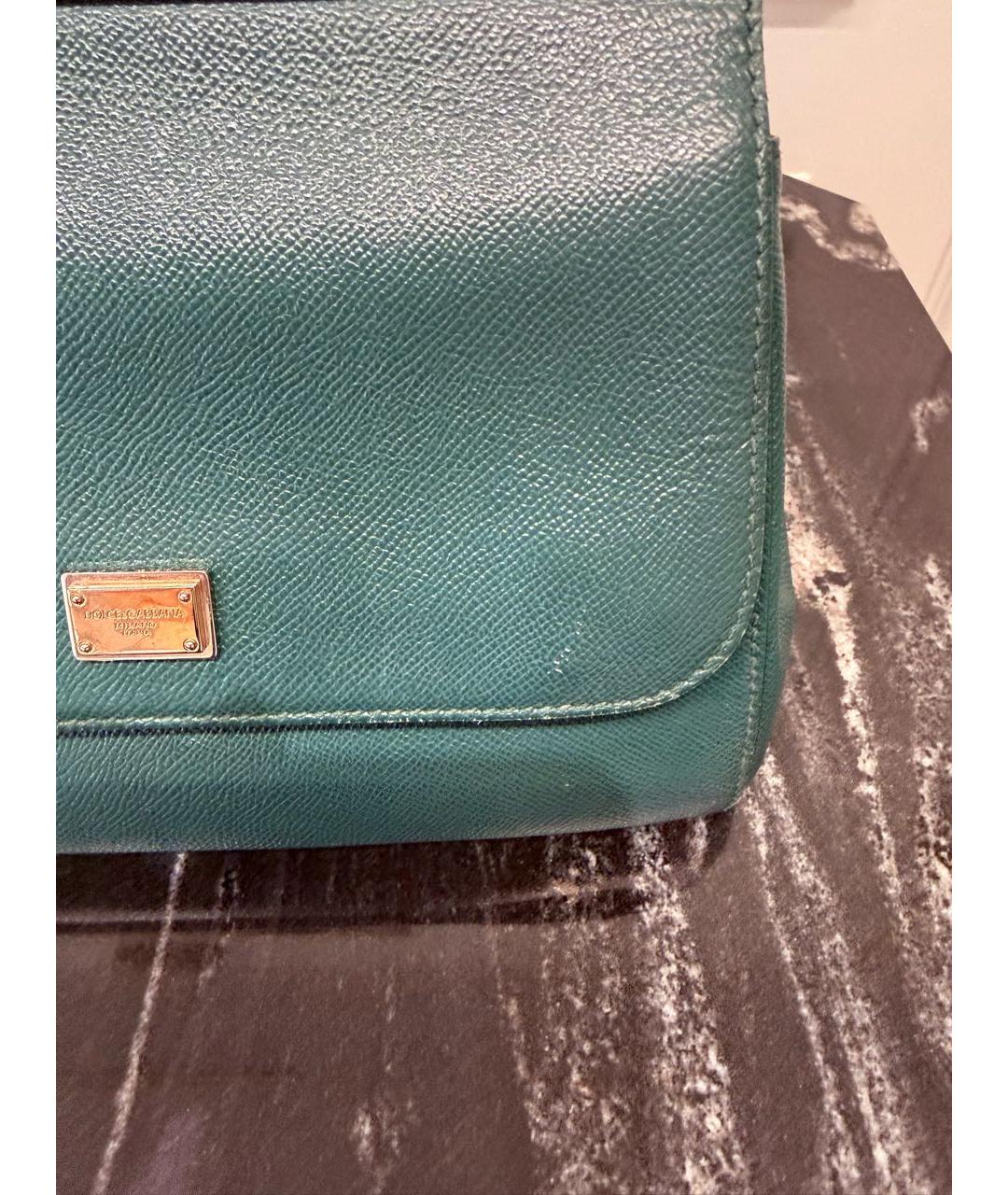 DOLCE&GABBANA Зеленая кожаная сумка с короткими ручками, фото 8