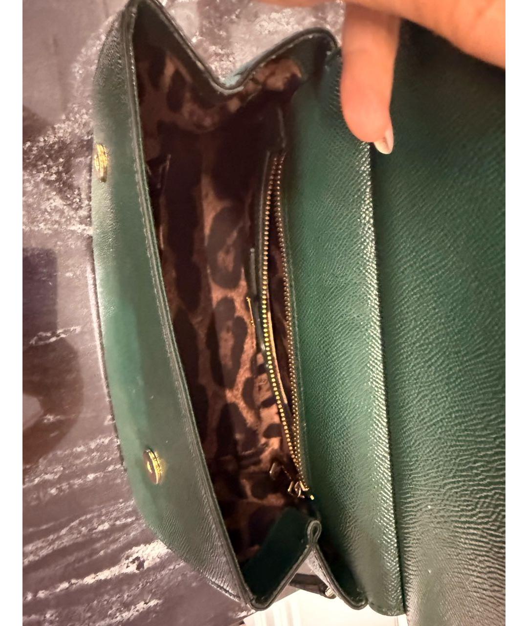 DOLCE&GABBANA Зеленая кожаная сумка с короткими ручками, фото 5