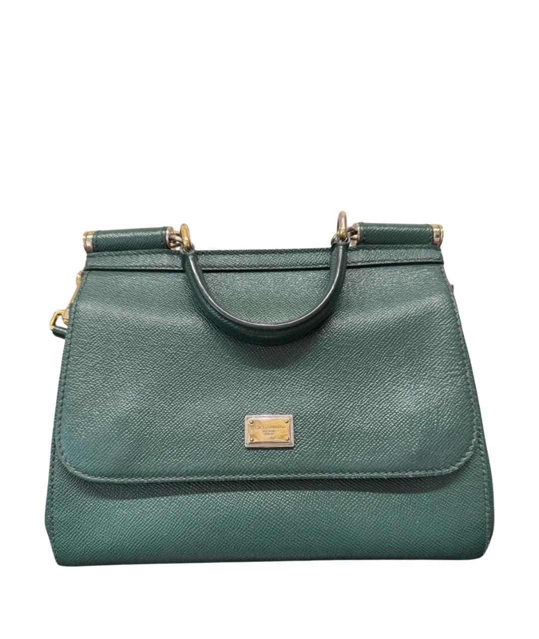 DOLCE&GABBANA Зеленая кожаная сумка с короткими ручками, фото 1