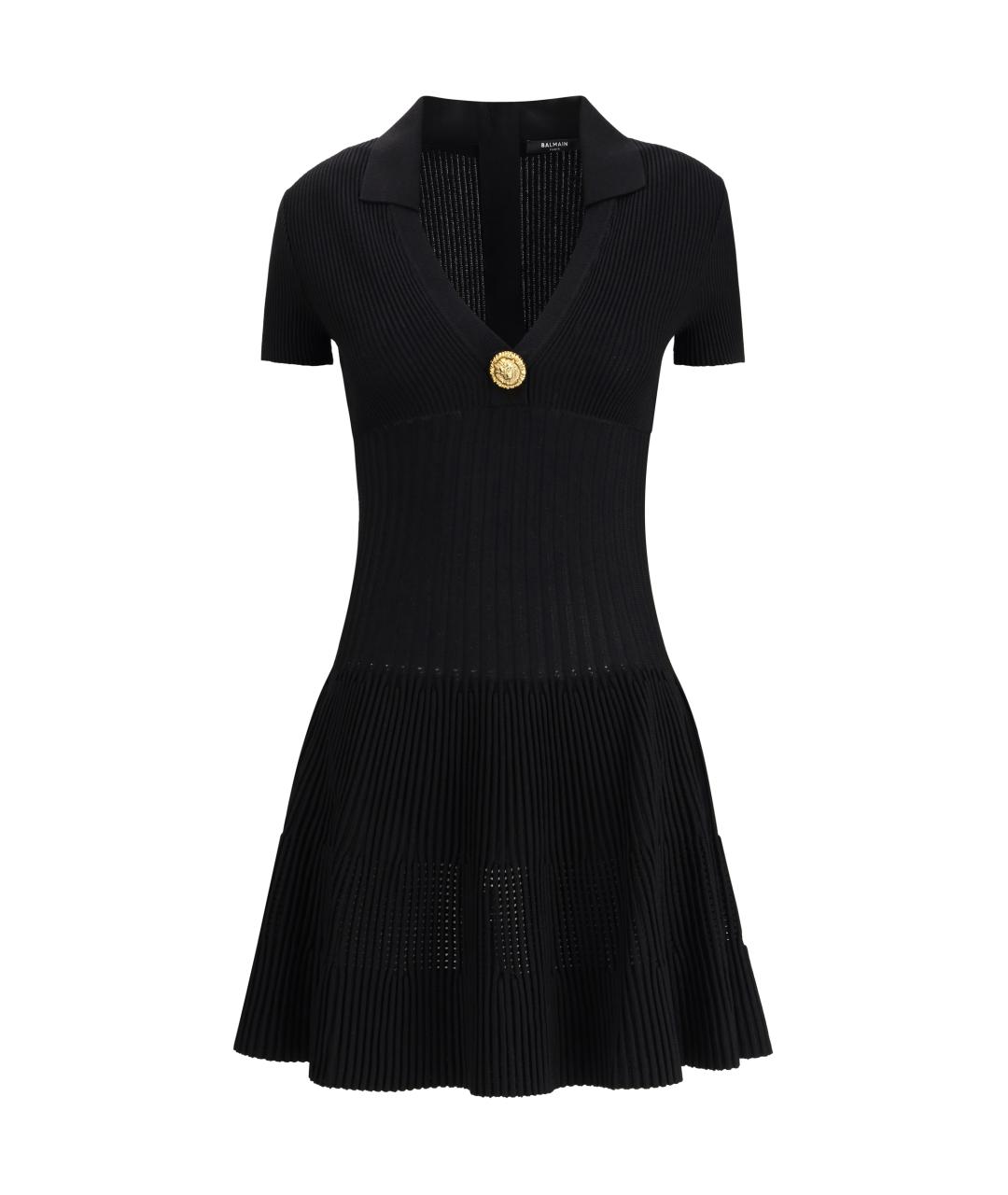 BALMAIN Черное вискозное повседневное платье, фото 1