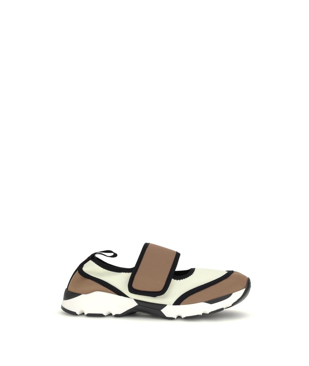 MARNI Белые текстильные кроссовки, фото 1