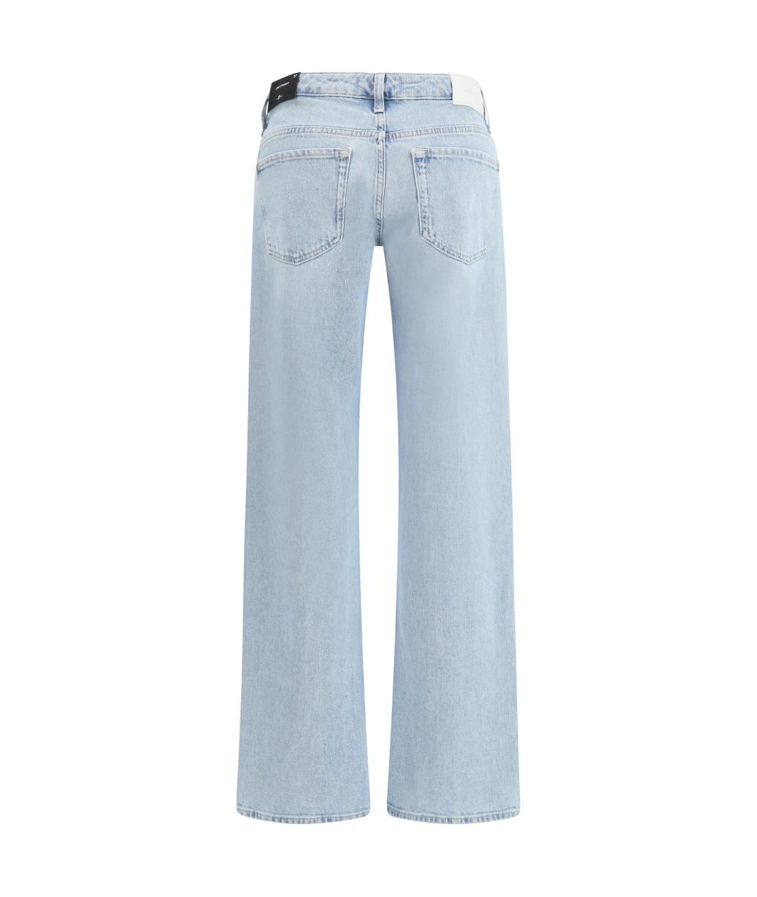 7 FOR ALL MANKIND Голубые хлопко-эластановые прямые джинсы, фото 2