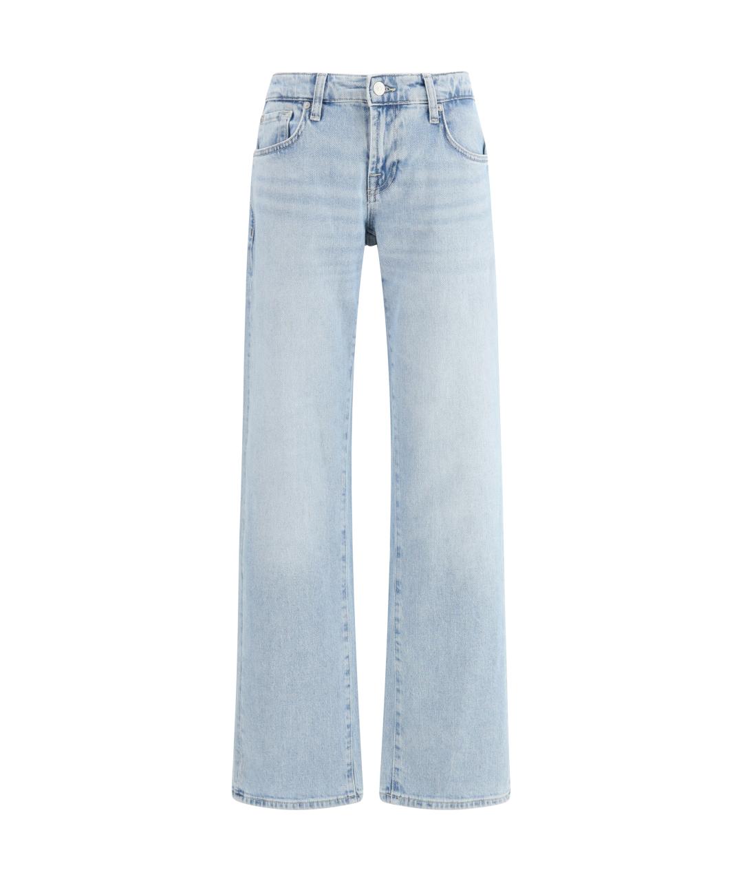 7 FOR ALL MANKIND Голубые хлопко-эластановые прямые джинсы, фото 1
