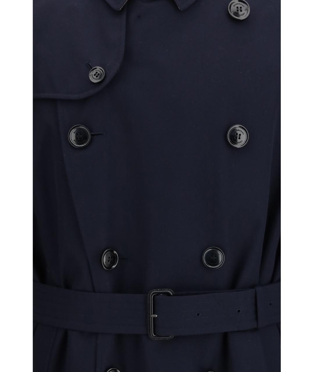 BURBERRY Темно-синий хлопковый тренч / плащ, фото 3