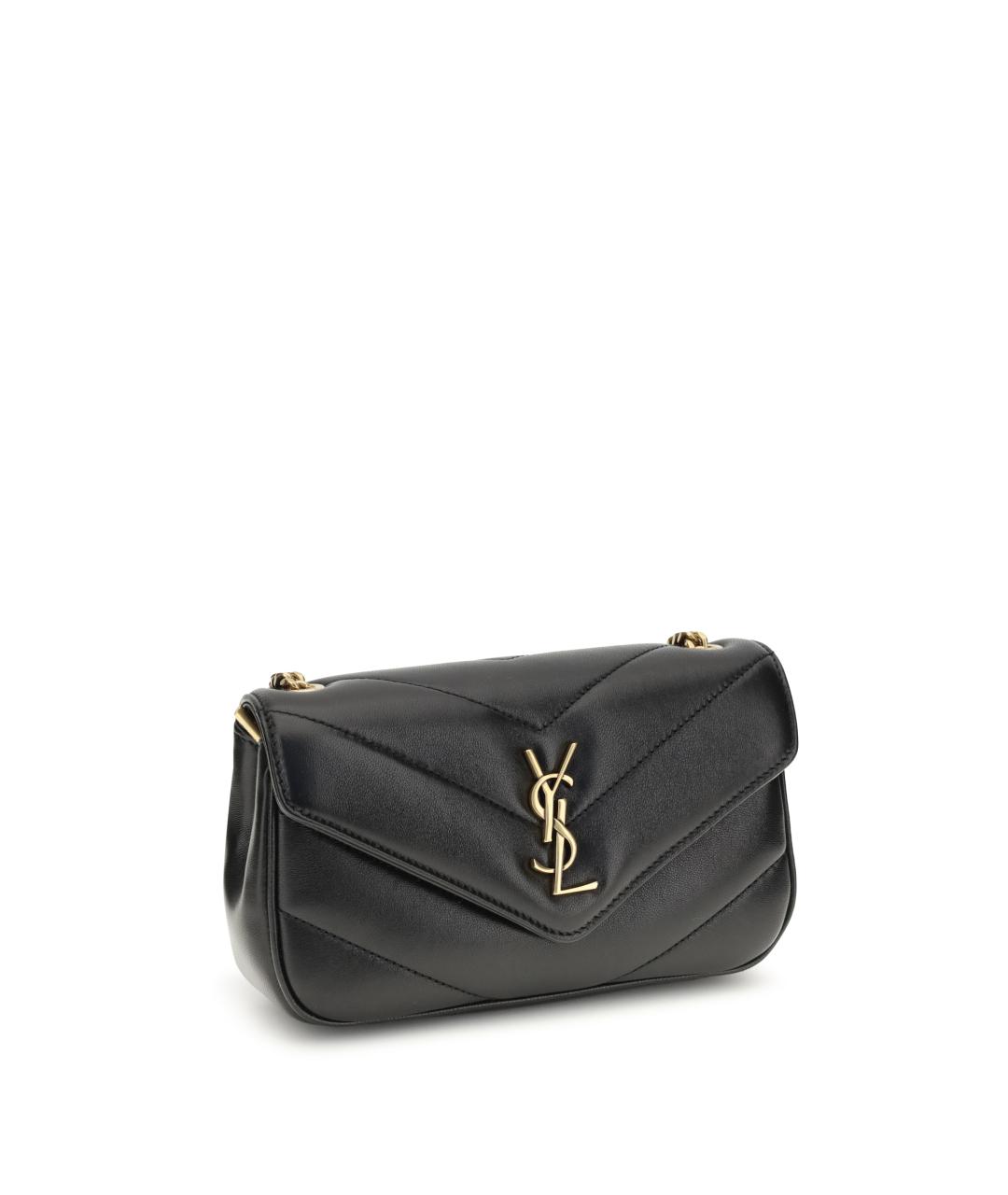 SAINT LAURENT Черная кожаная сумка через плечо, фото 2